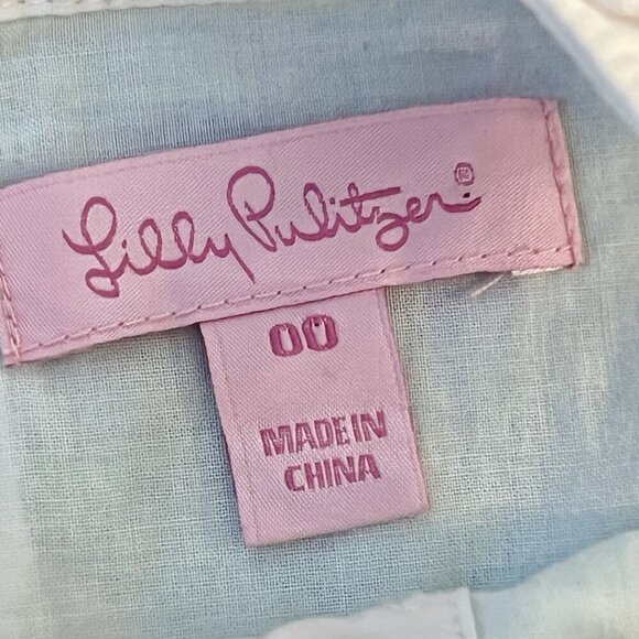 Lilly Pulitzer Candice Keyhole Mini Dress Size 00 Crash Landing Sand Bar Blue - Picture 7 of 12
